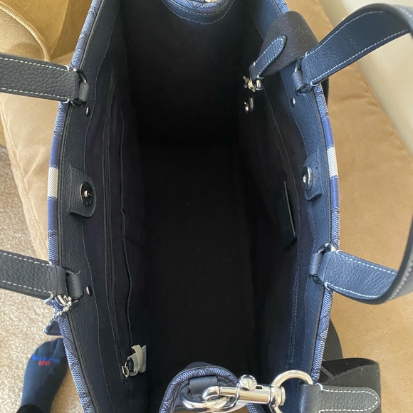 COACH DENIM DEMPSEY 40 TOTE IN SIGNATURE JACQUARD & REFINED PEBBLE LEATHER NWT - Picture 7 of 8